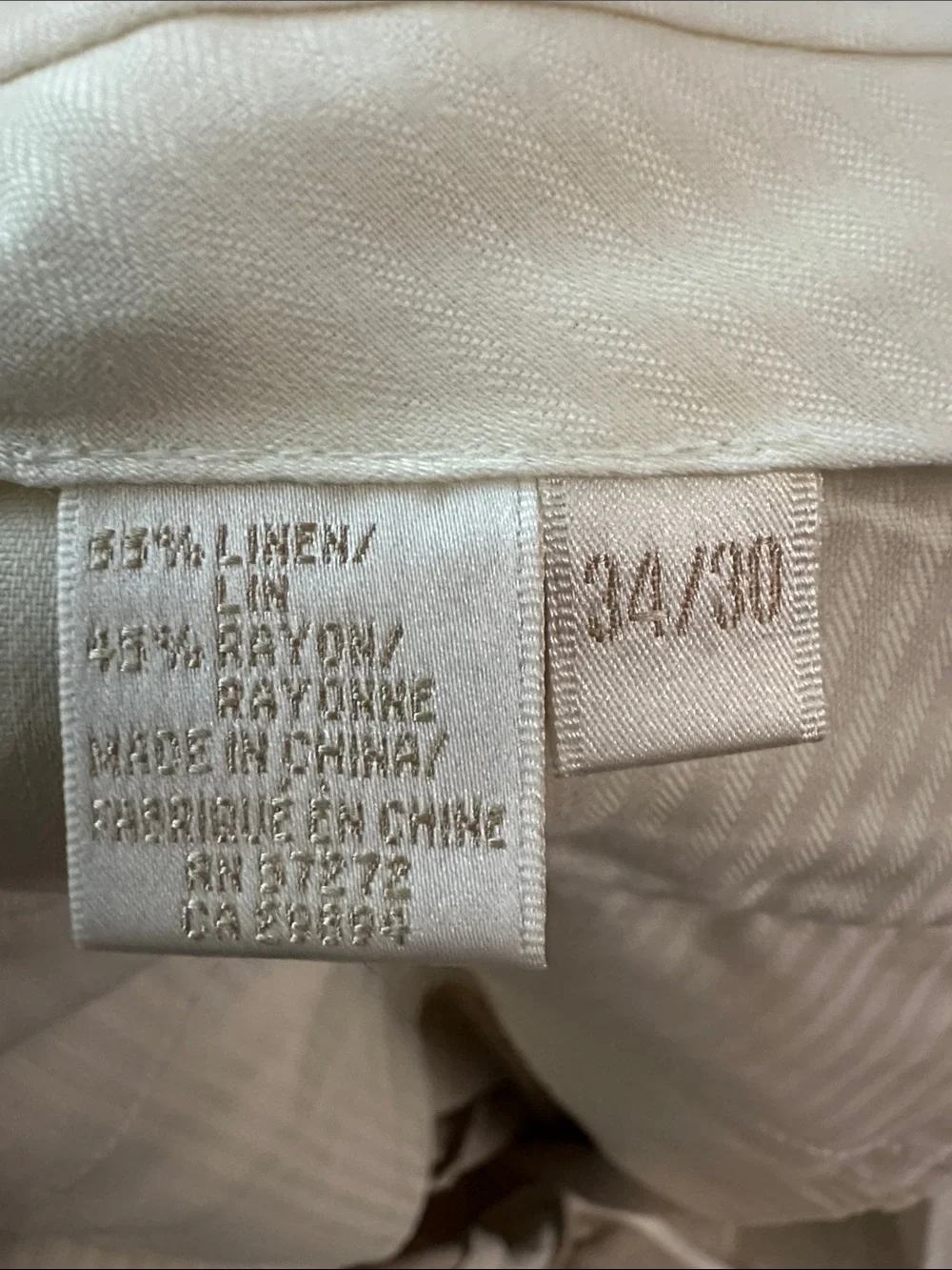 Perry Ellis Pleated Linen-Blend Chinos in Light Tan 34/30